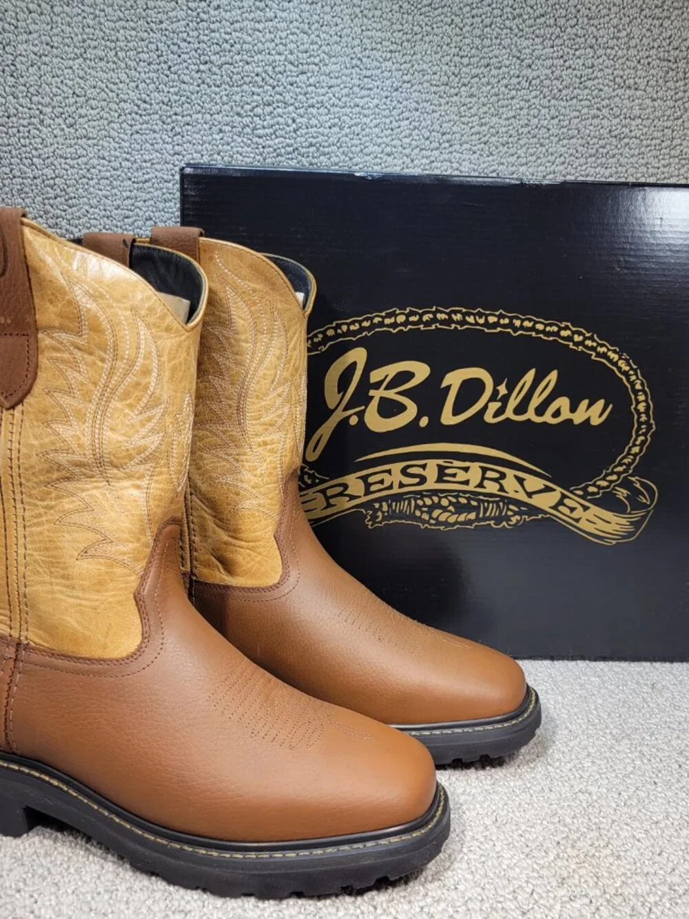 J.B. Dillon Reserve JBRG201 Men's US Size 10.5D Oak/Honey Leather Pull on Boots